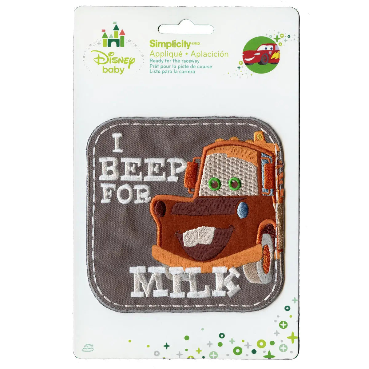 Disney Cars Mater "I Beep For Milk" Embroidered Applique Iron On Patch
