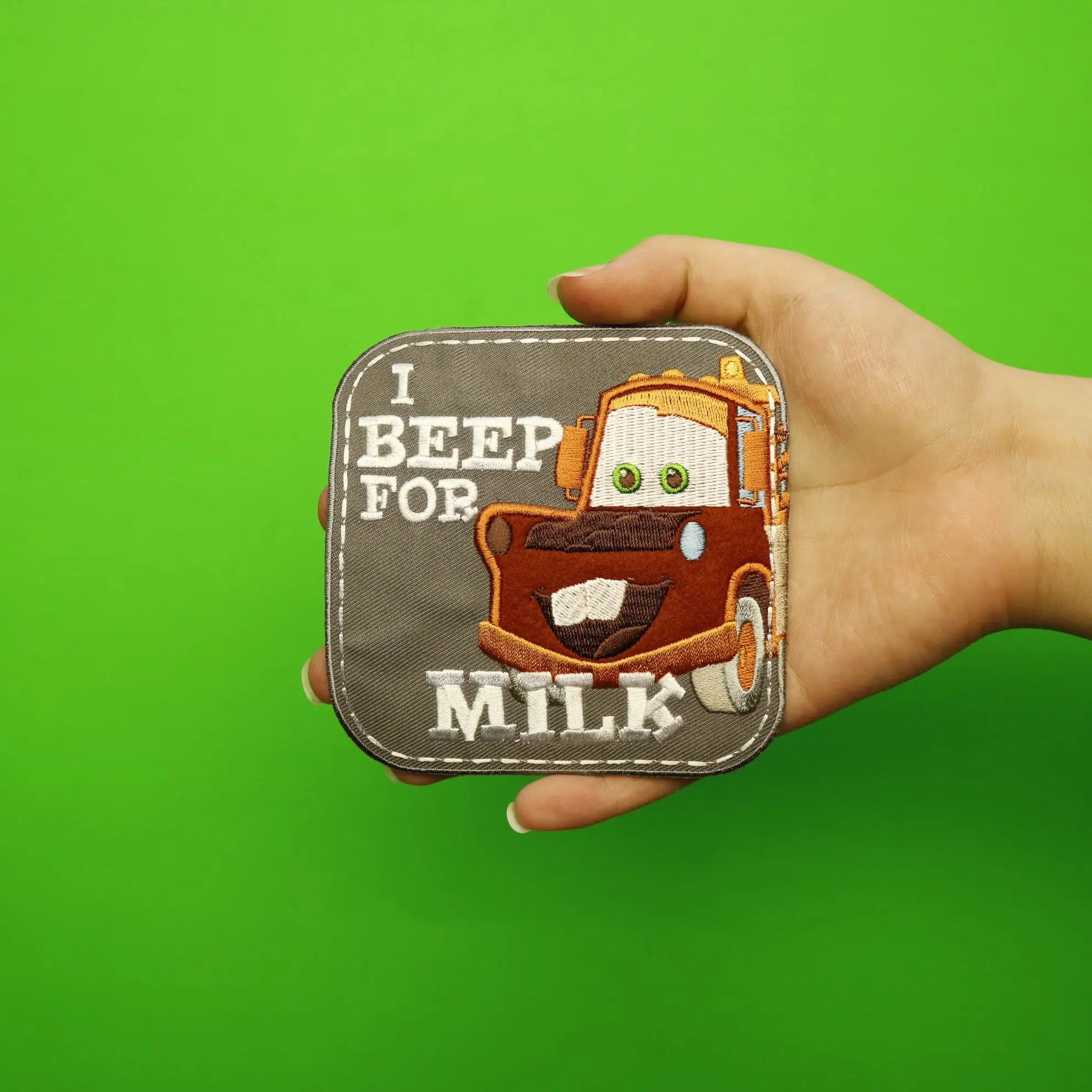 Disney Cars Mater "I Beep For Milk" Embroidered Applique Iron On Patch