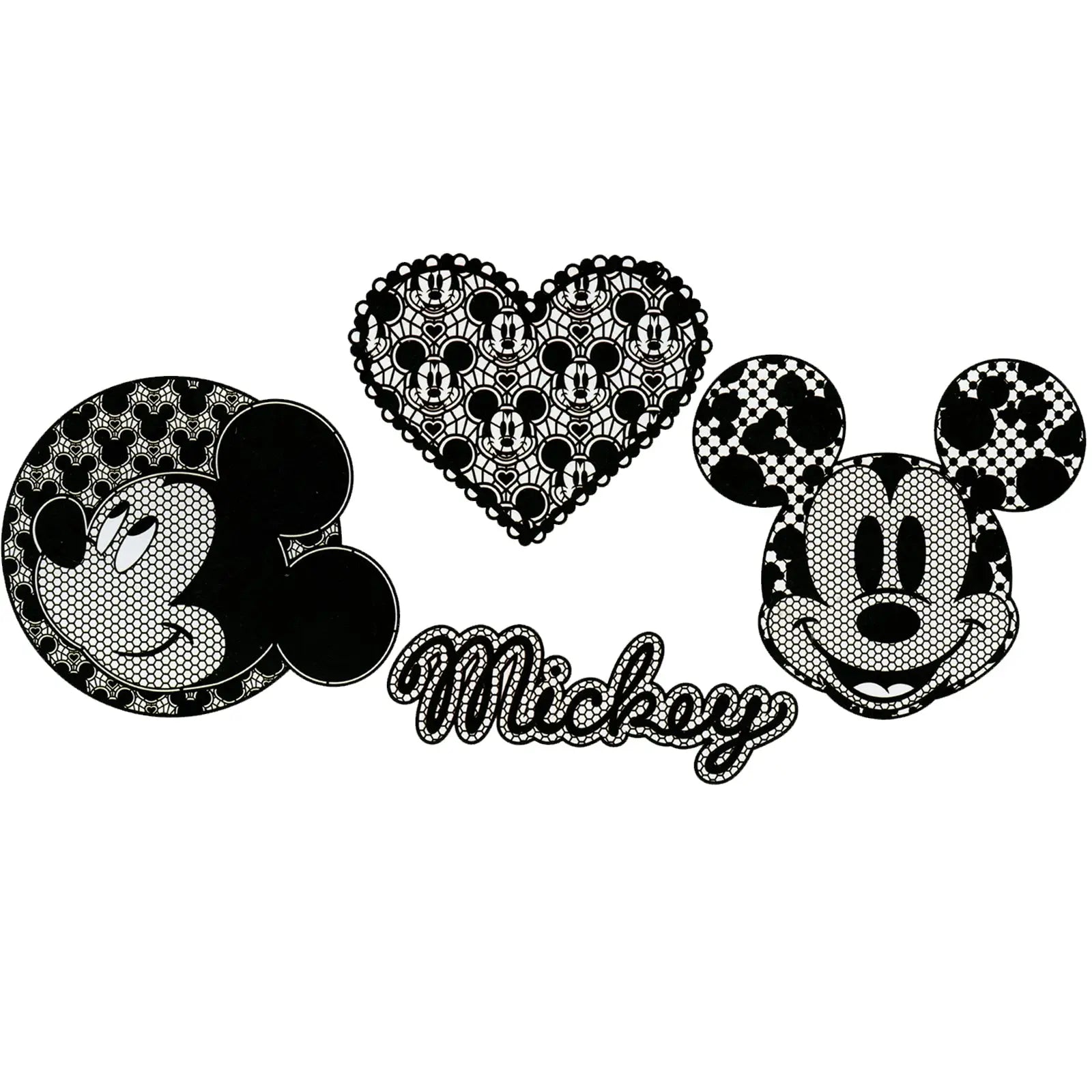 Disney Mickey Mouse Lace Style Iron On Transfer (4pc)