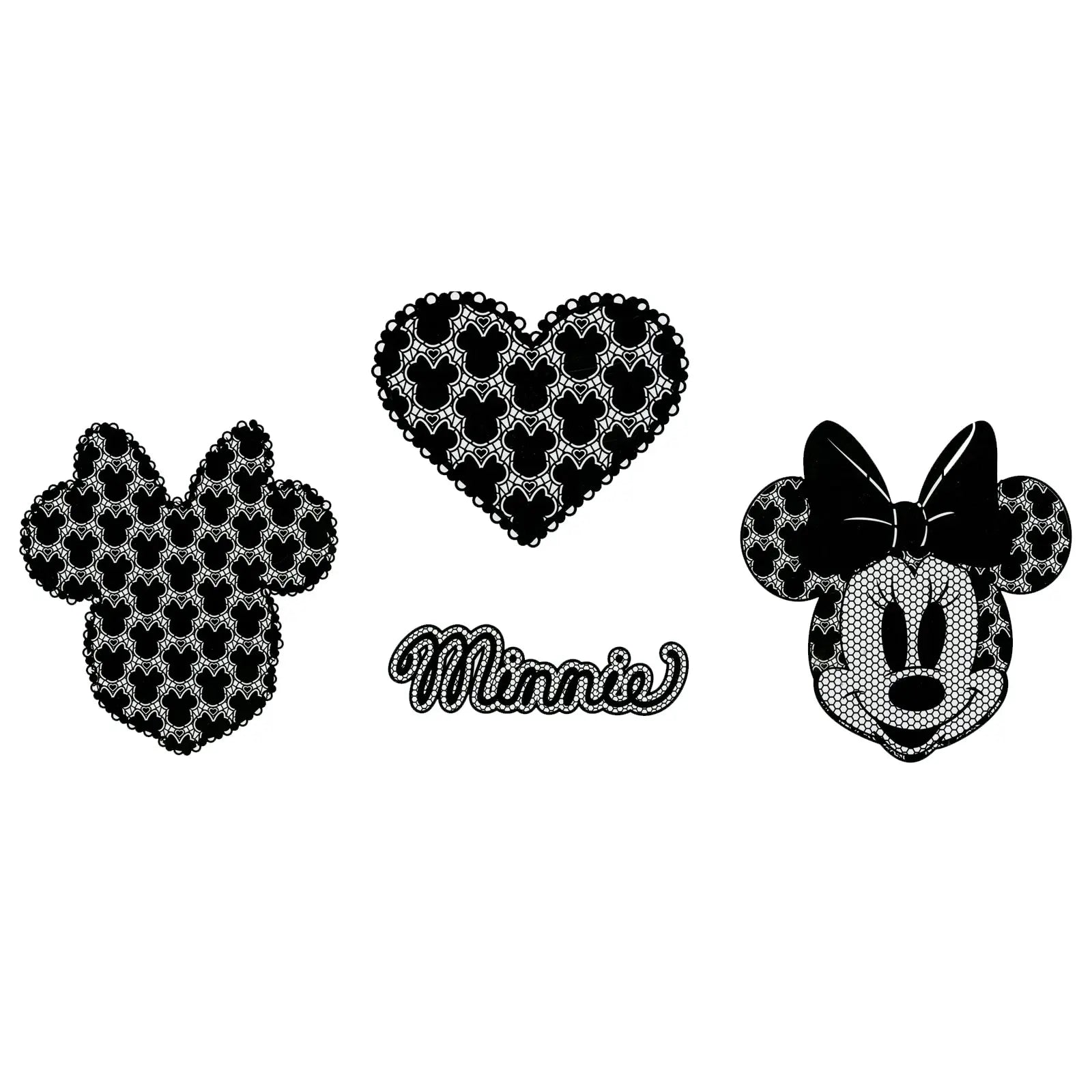 Disney Minnie Mouse Lace Style Iron On Transfer (4pc)