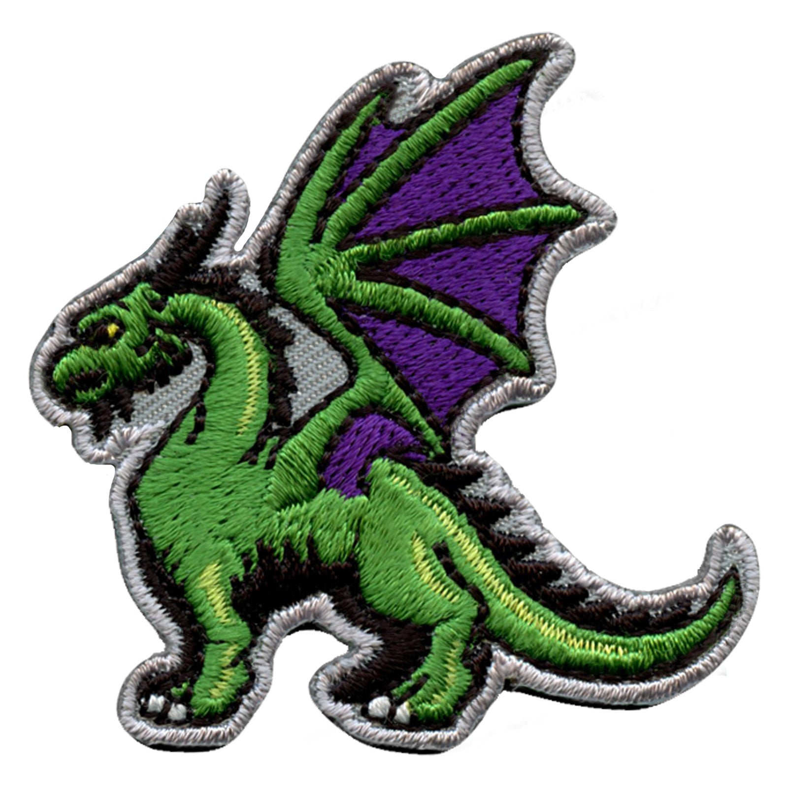 Gray Dragon with Yellow Eyes Small and Large Iron on Patch Set by Ivamis  Patches