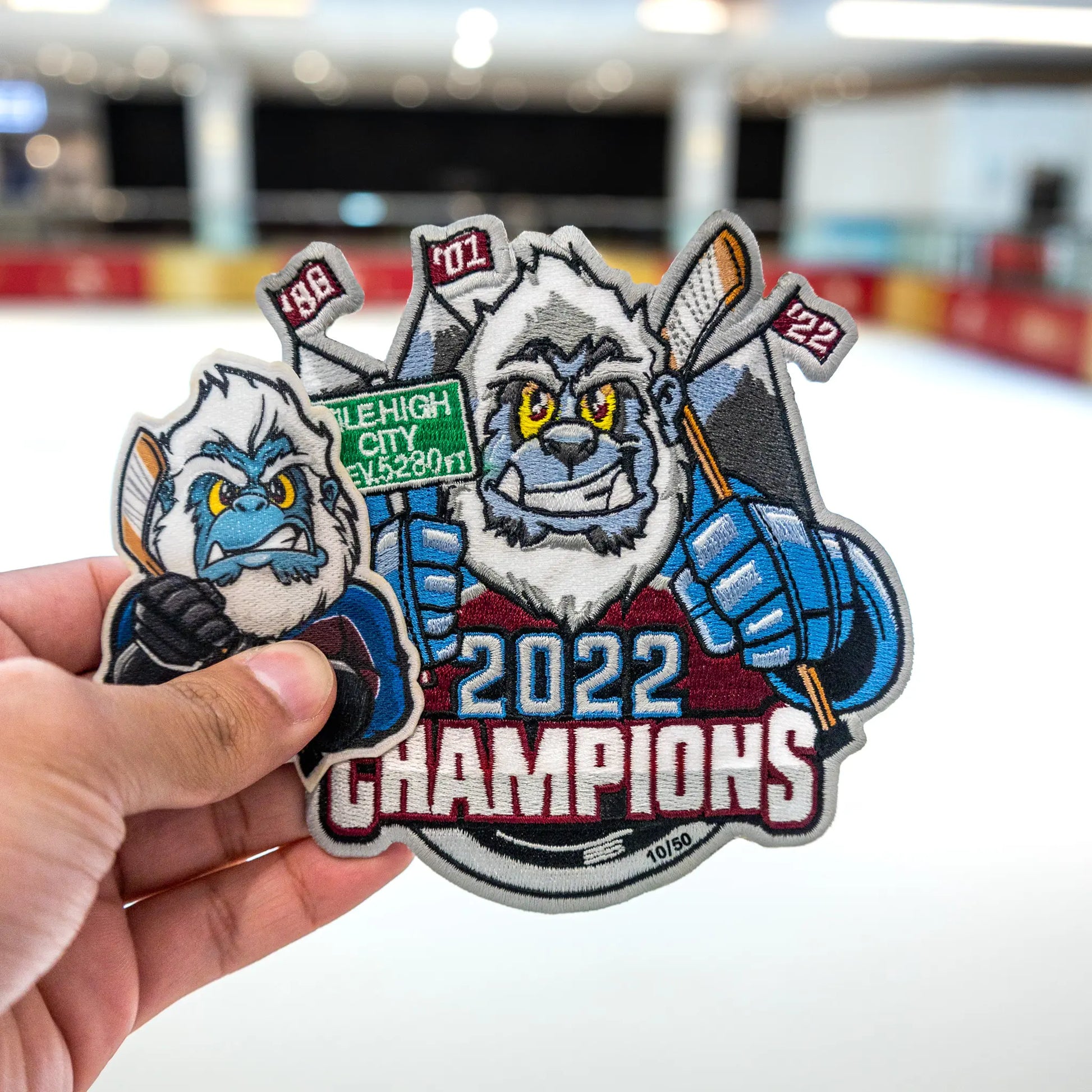 2022 Champions Denver Colorado Yeti Mascot Hockey Parody Embroidered Limited Patch