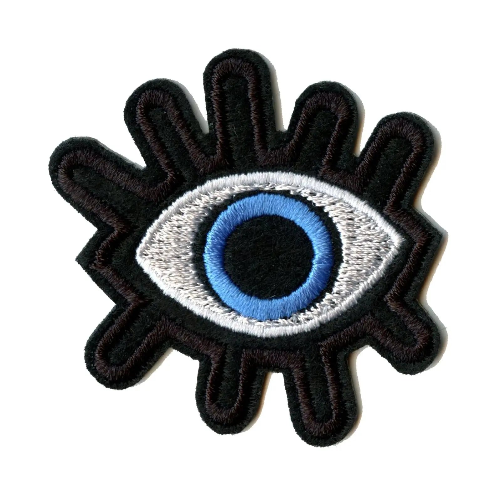 Blue Eye With Lashes Embroidered Iron On Patch