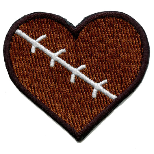 Football Heart Embroidered Iron On Patch 