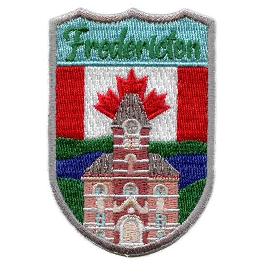 Fredericton Canada Shield Patch Travel Badge Memory Embroidered Iron On
