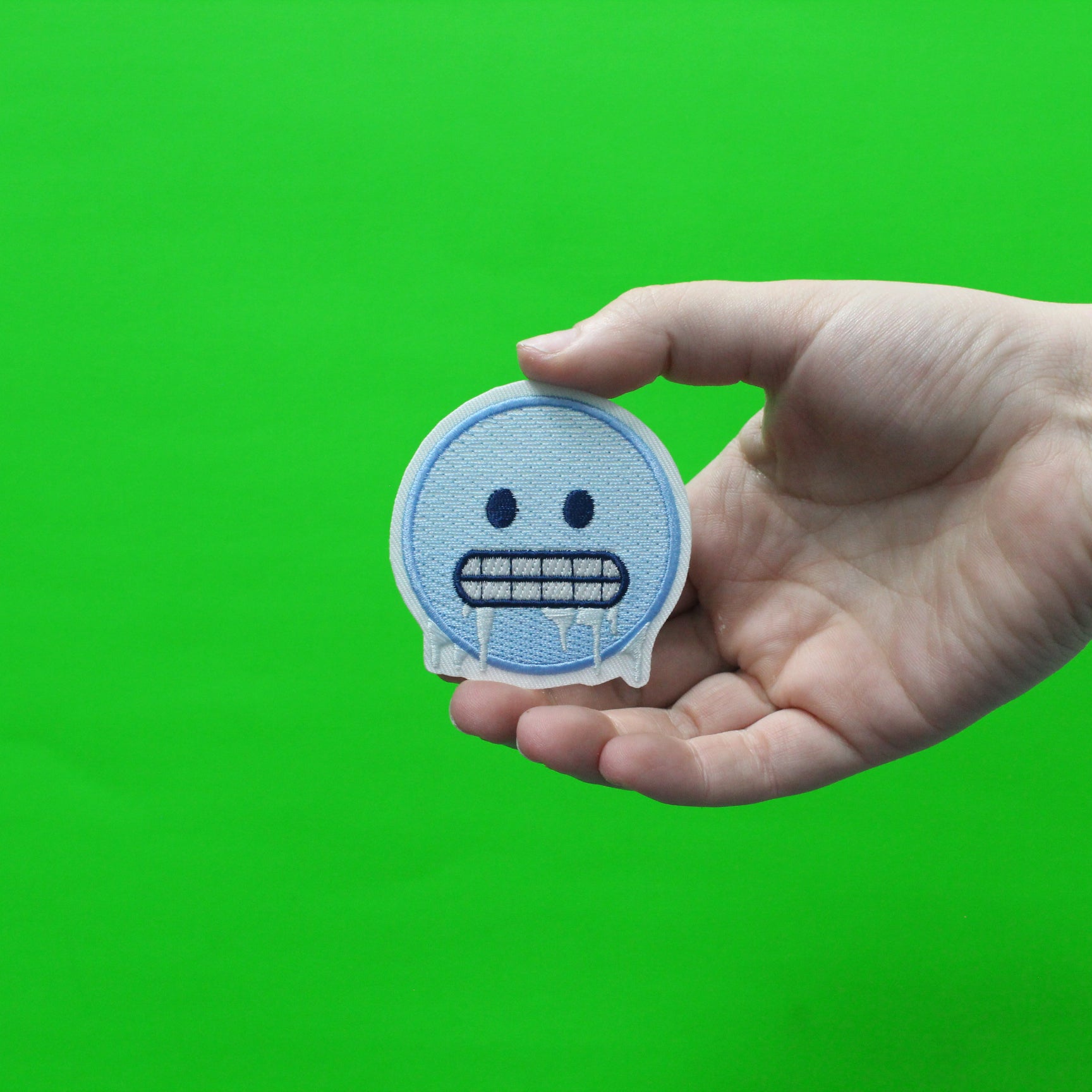Freezing Cold Icy Emoji Iron On Embroidered Patch