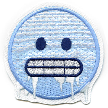 Freezing Cold Icy Emoji Iron On Embroidered Patch 