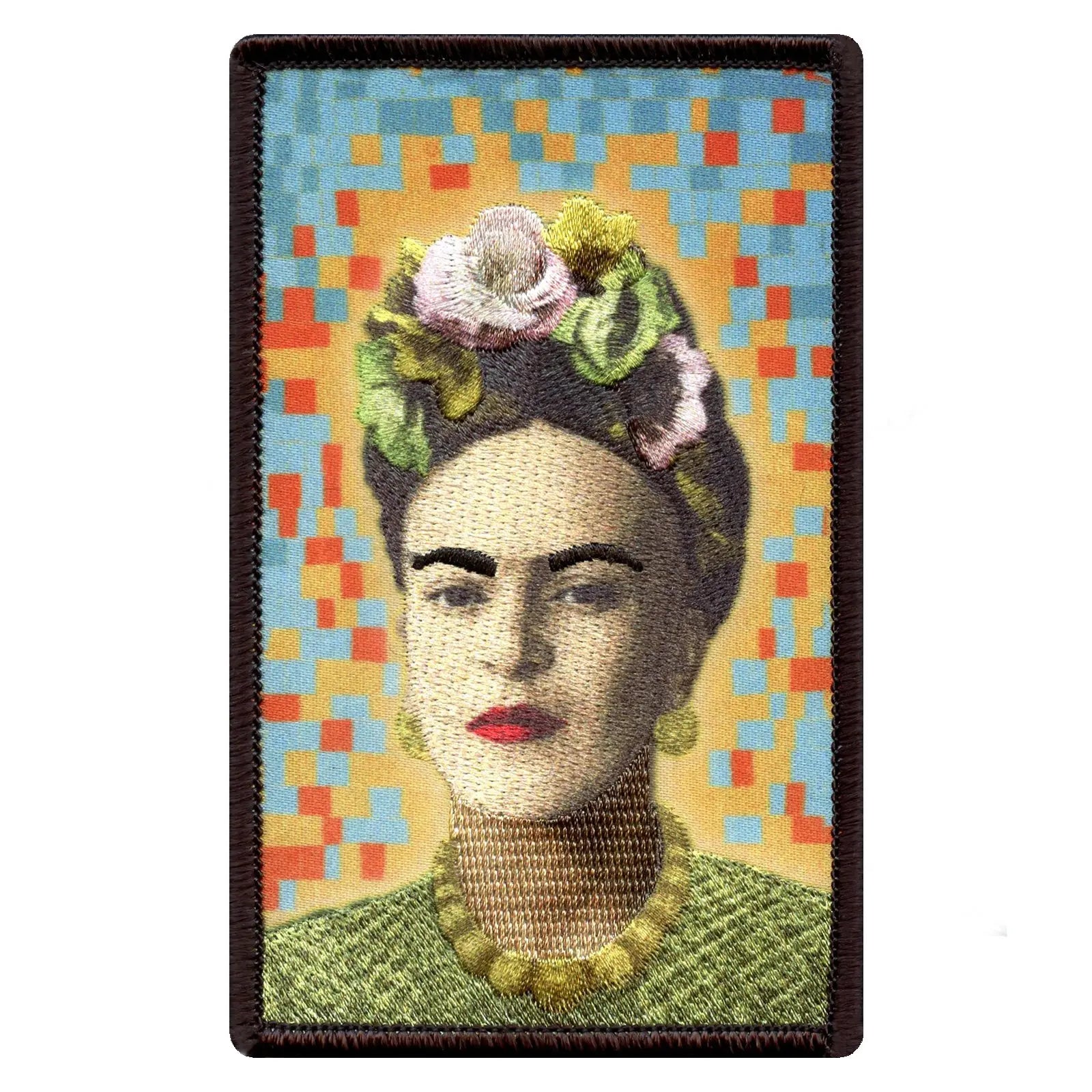 Frida Kahlo Pixel Portrait Sublimated Embroidered Iron On Patch
