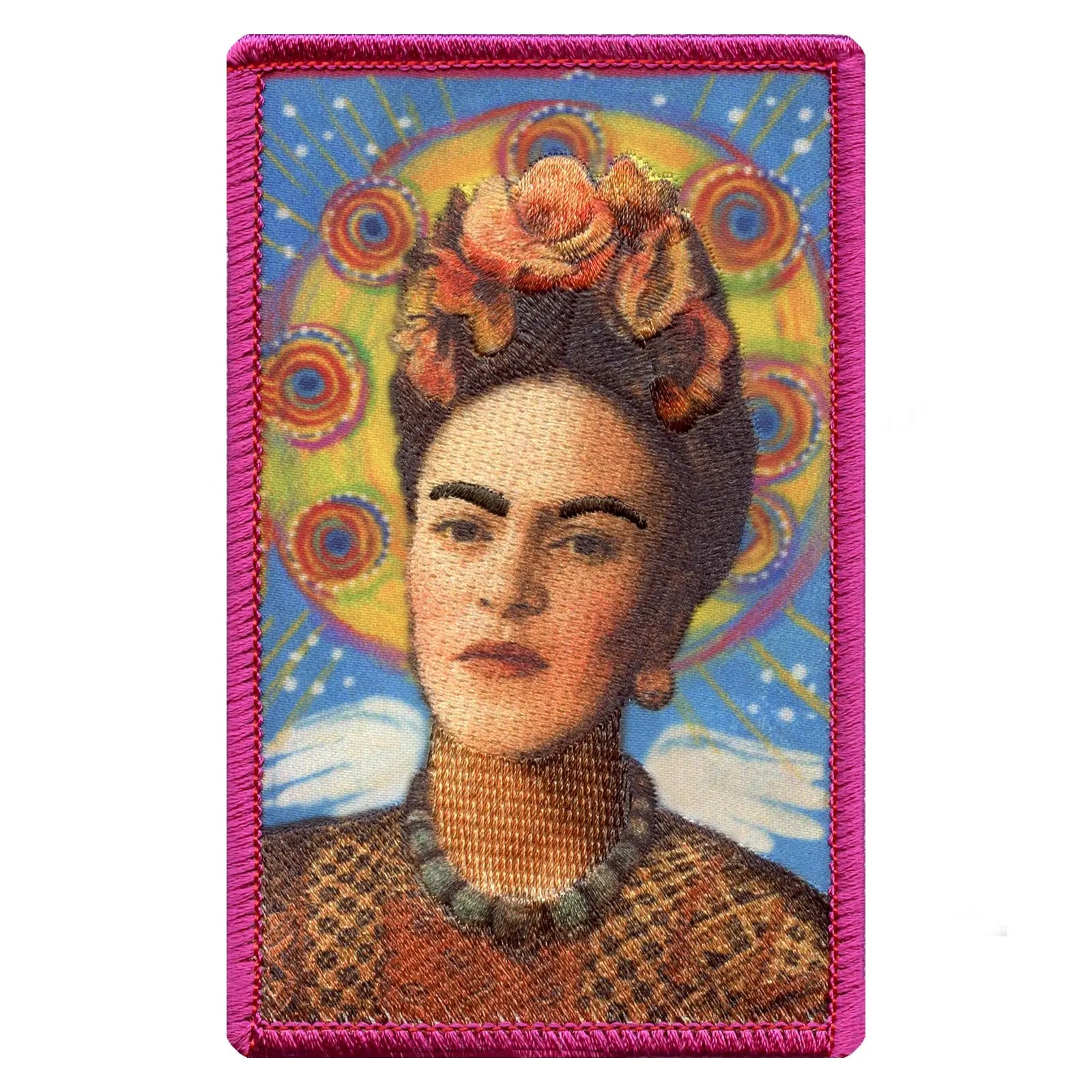 Frida Kahlo Wings Portrait Sublimated Embroidered Iron On Patch