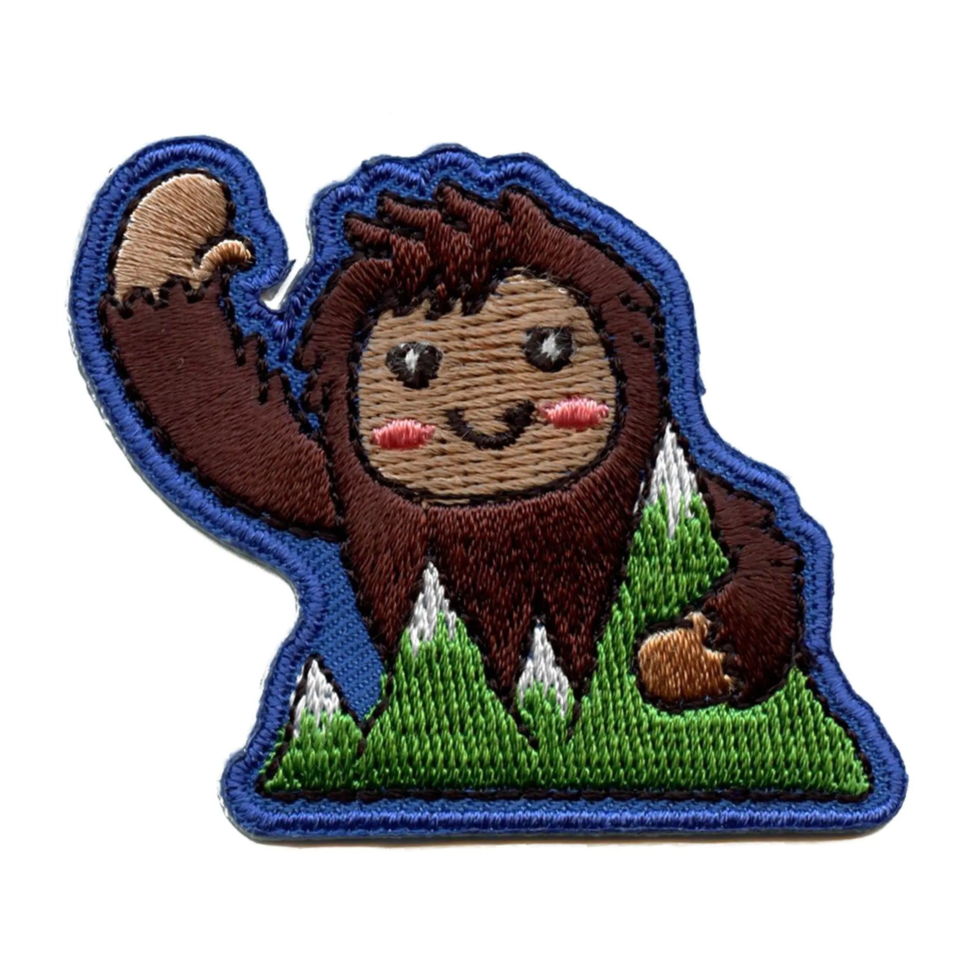 Friendly Big Foot Waving Patch Legend Creature Forest Embroidered Iron On