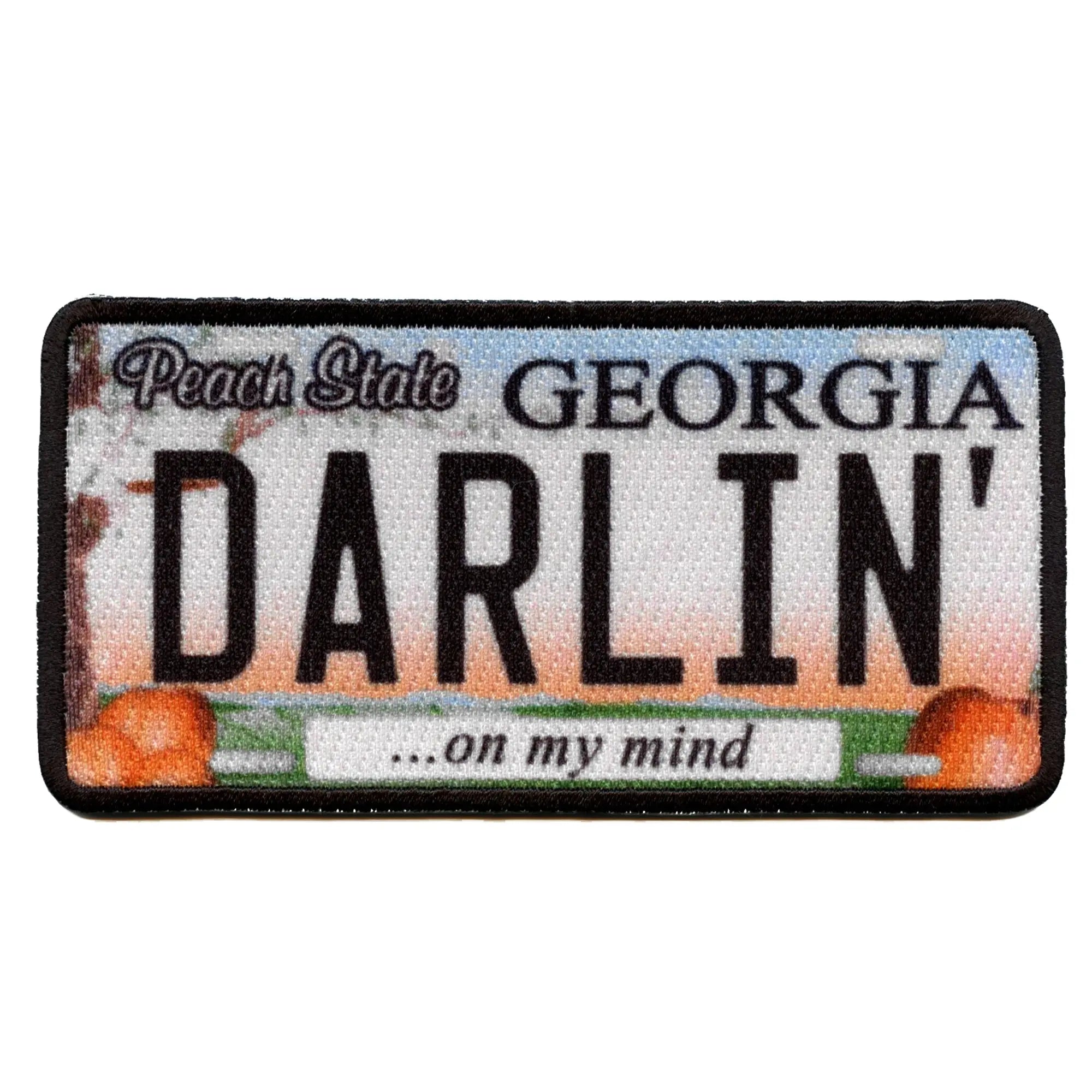 Georgia Darlin License Plate Patch Peach State Embroidered Iron On