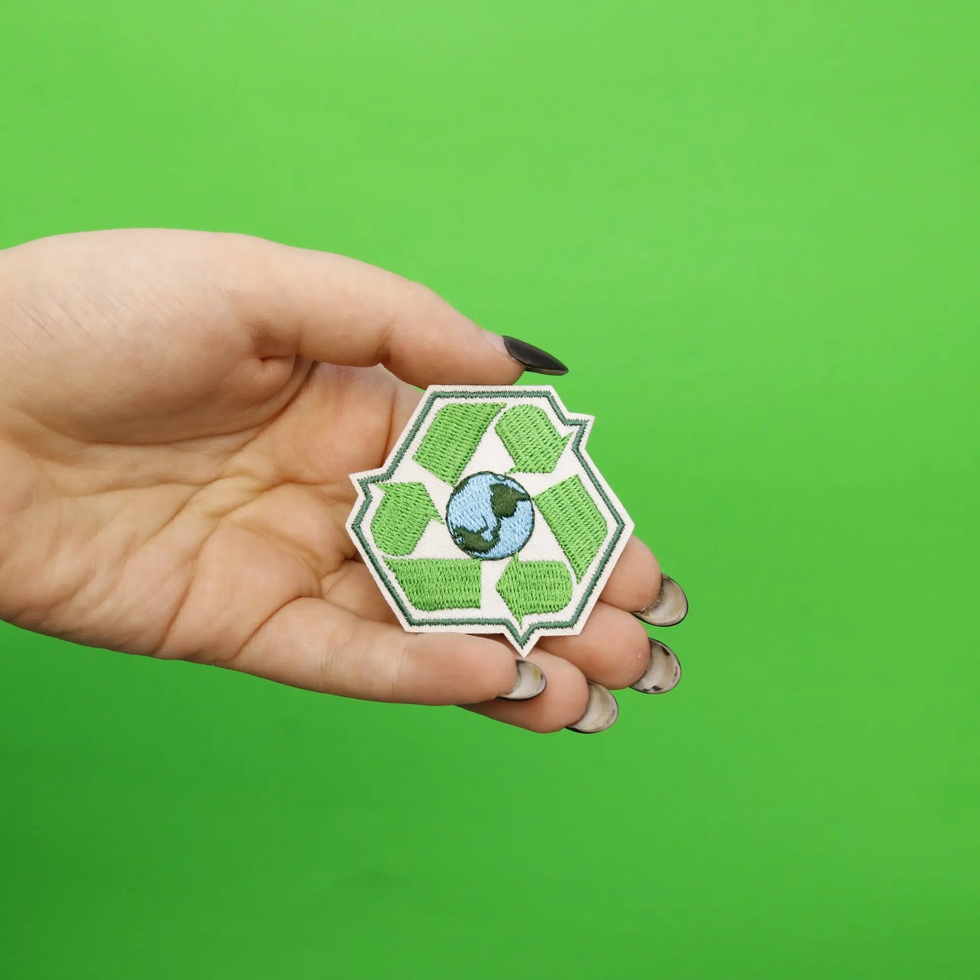 Go Green Recycling Earth Embroidered Iron On Patch