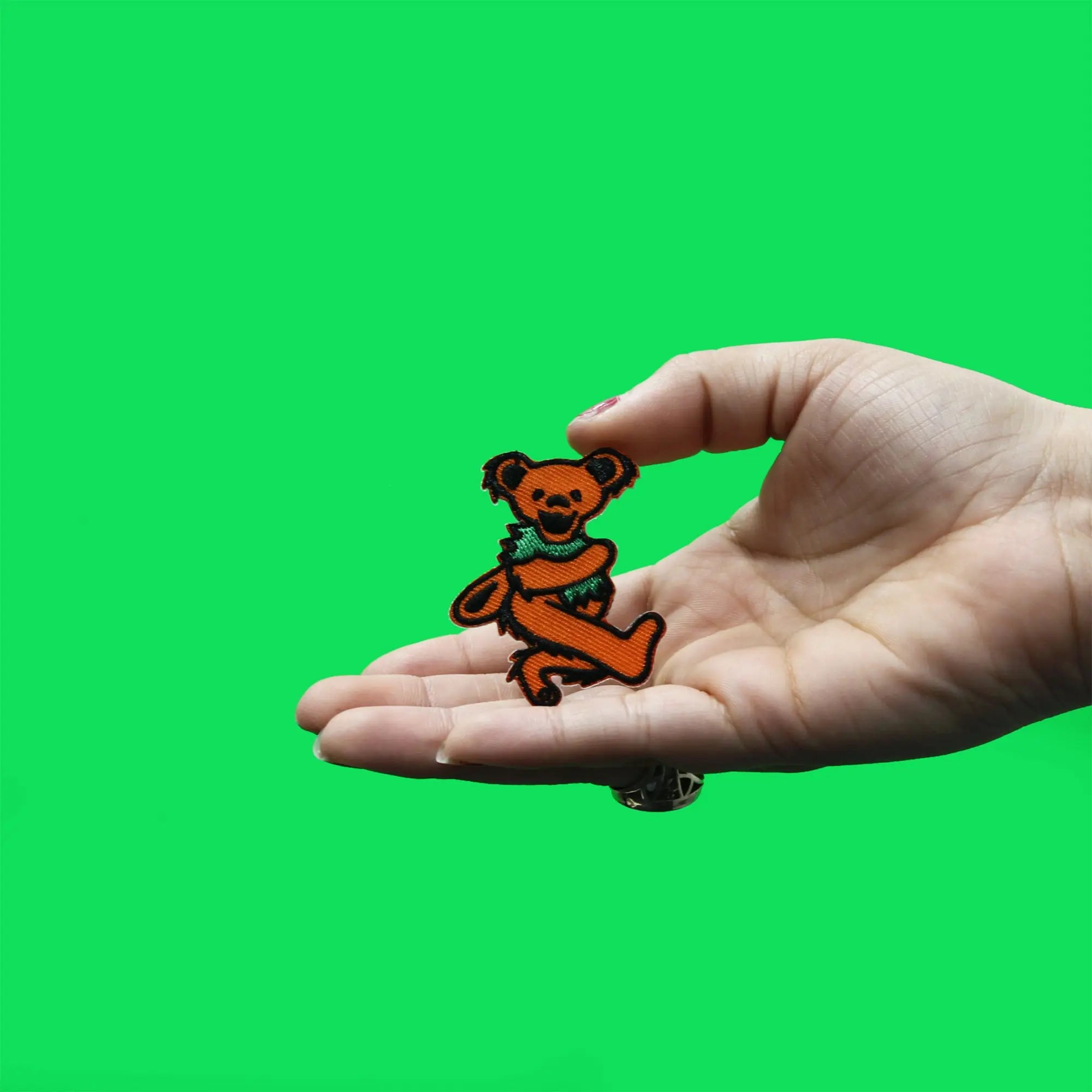 Grateful Dead Orange Bear Patch Small Iconic Embroidered Iron On