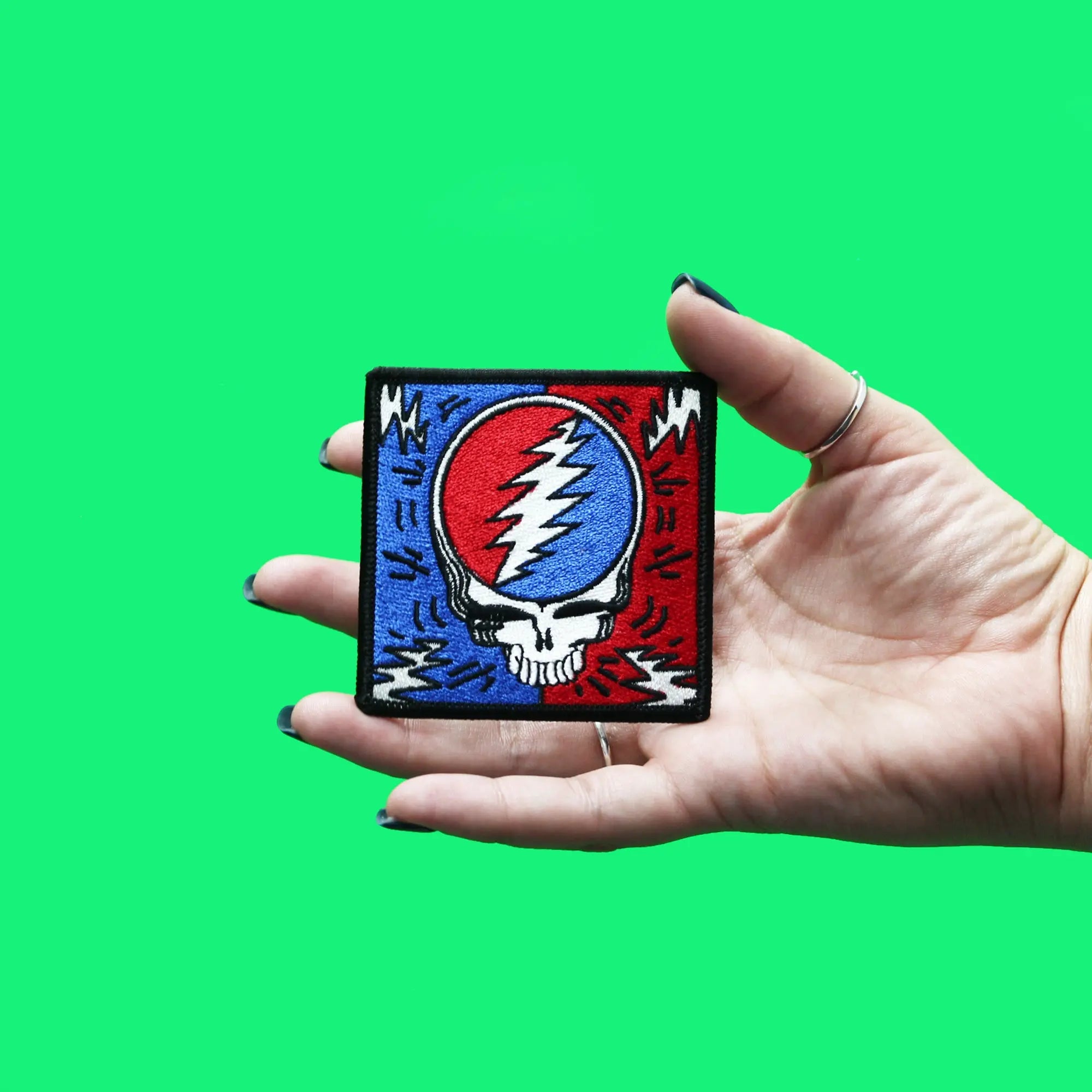 Grateful Dead Steal Your Face Patch Skull Bolt Box Embroidered Iron On