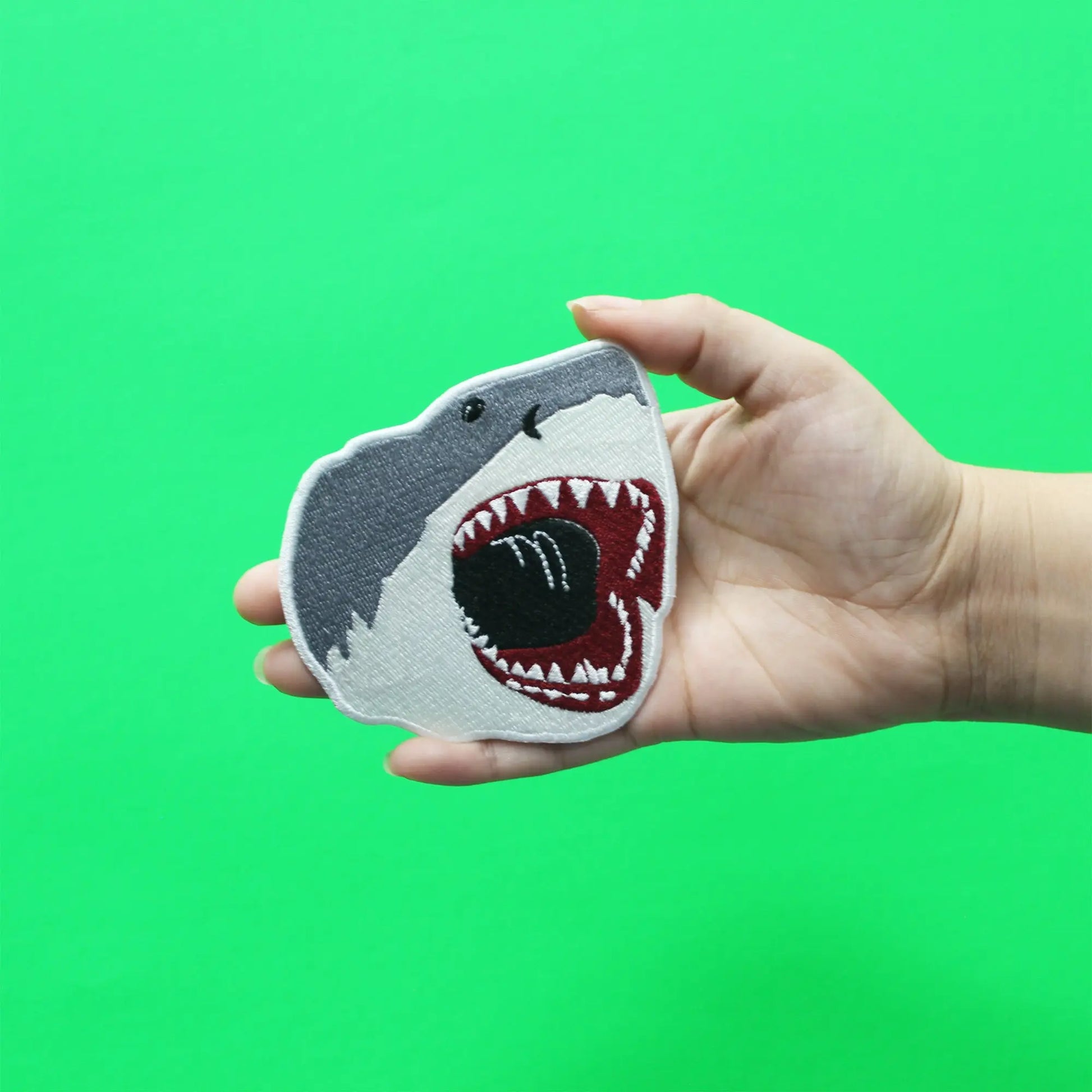 Great White Shark Patch Jaws Open Embroidered Iron On