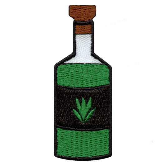 Green Herbal Juice Bottle Embroidered Iron On Patch
