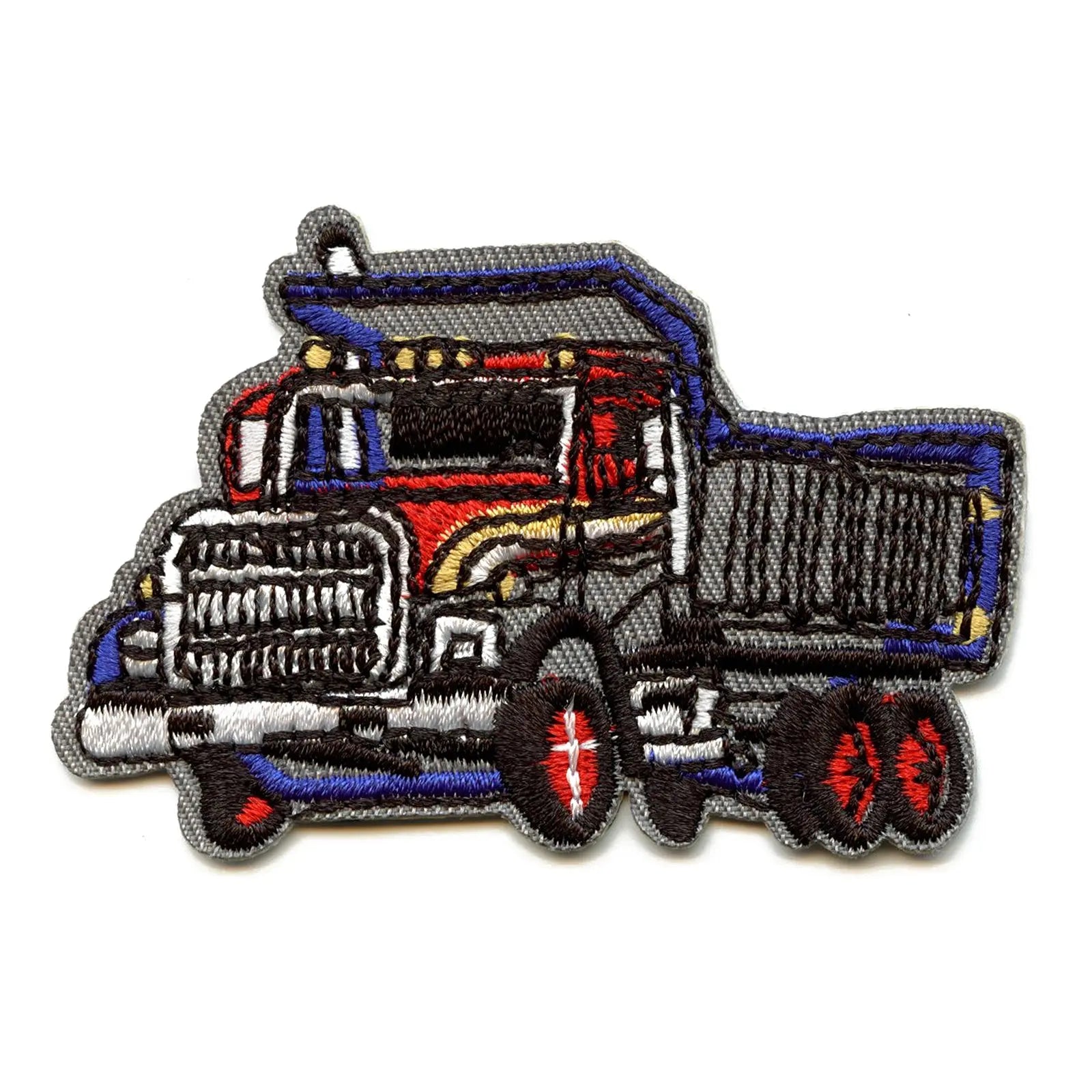 Grey Concrete Construction Dump Truck Emoji Embroidered Iron On Patch