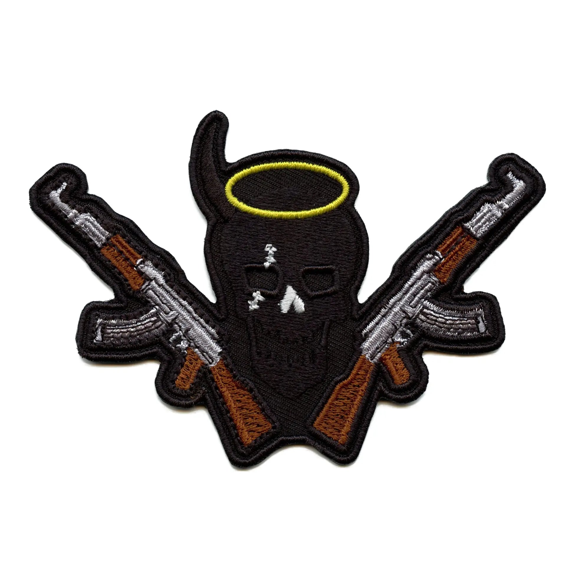 Halo Skull Patch Machine Guns Embroidered Iron On