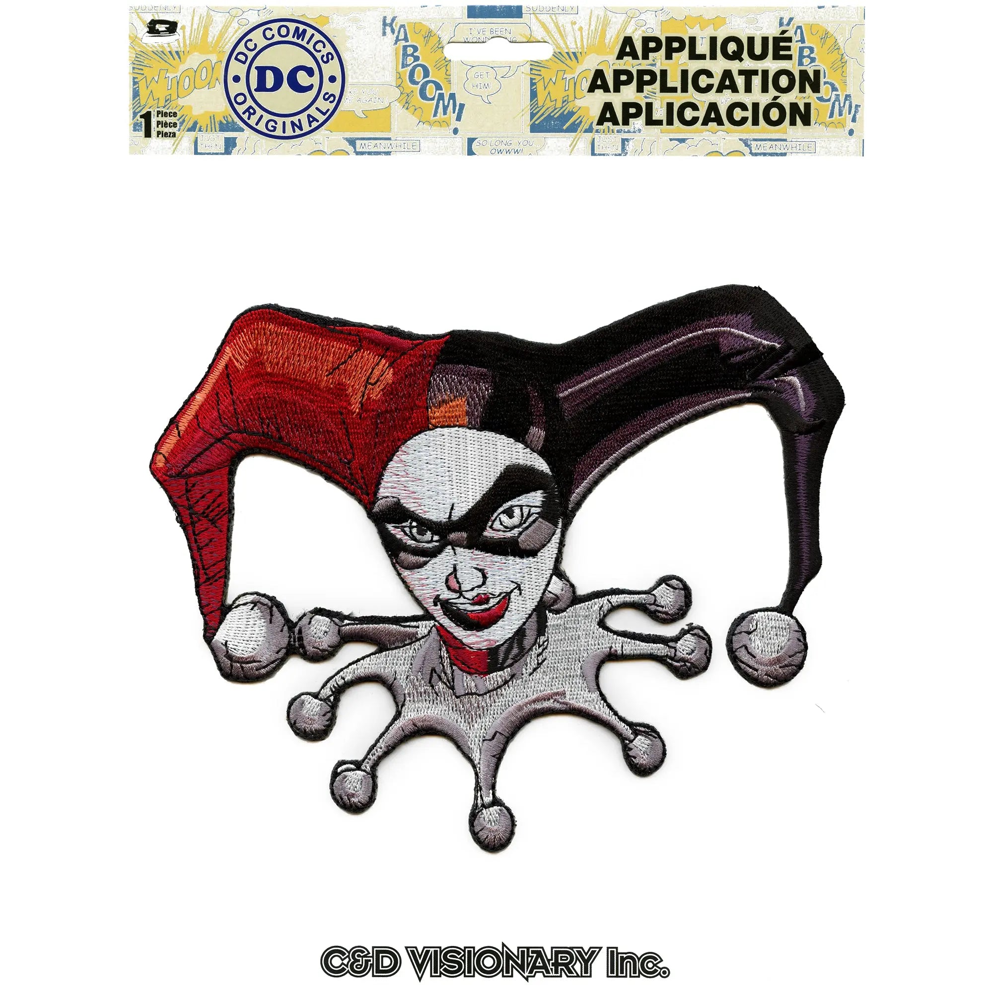 Official DC: Harley Quinn X-Large Patch Retro Headshot Embroidered Iron On