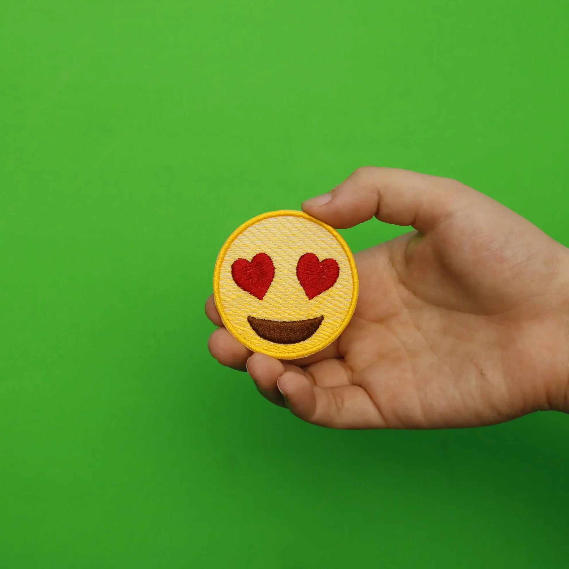 Heart Eyes Emoji Iron On Embroidered Patch