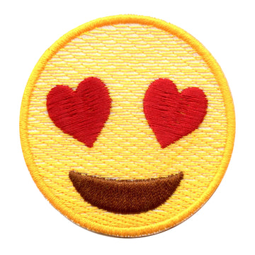 Heart Eyes Emoji Iron On Embroidered Patch 