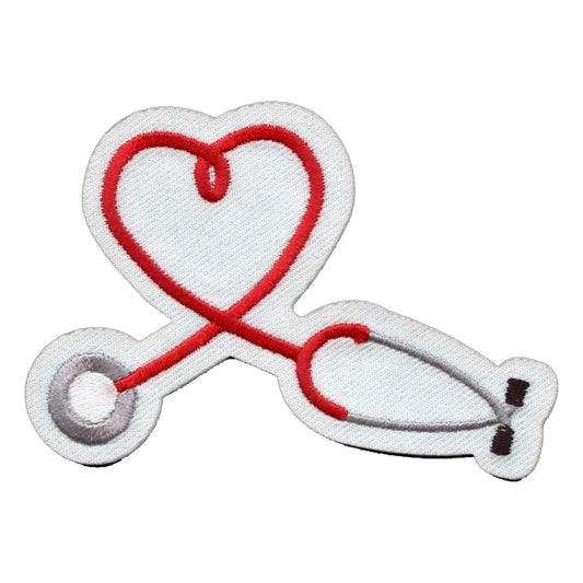 Heart Shaped Stethoscope Embroidered Iron On Patch 