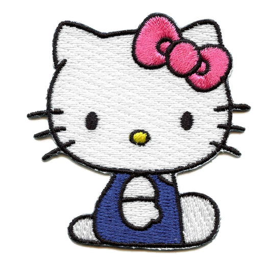 Hello Kitty Sitting Patch Pink Bow Embroidered Iron On