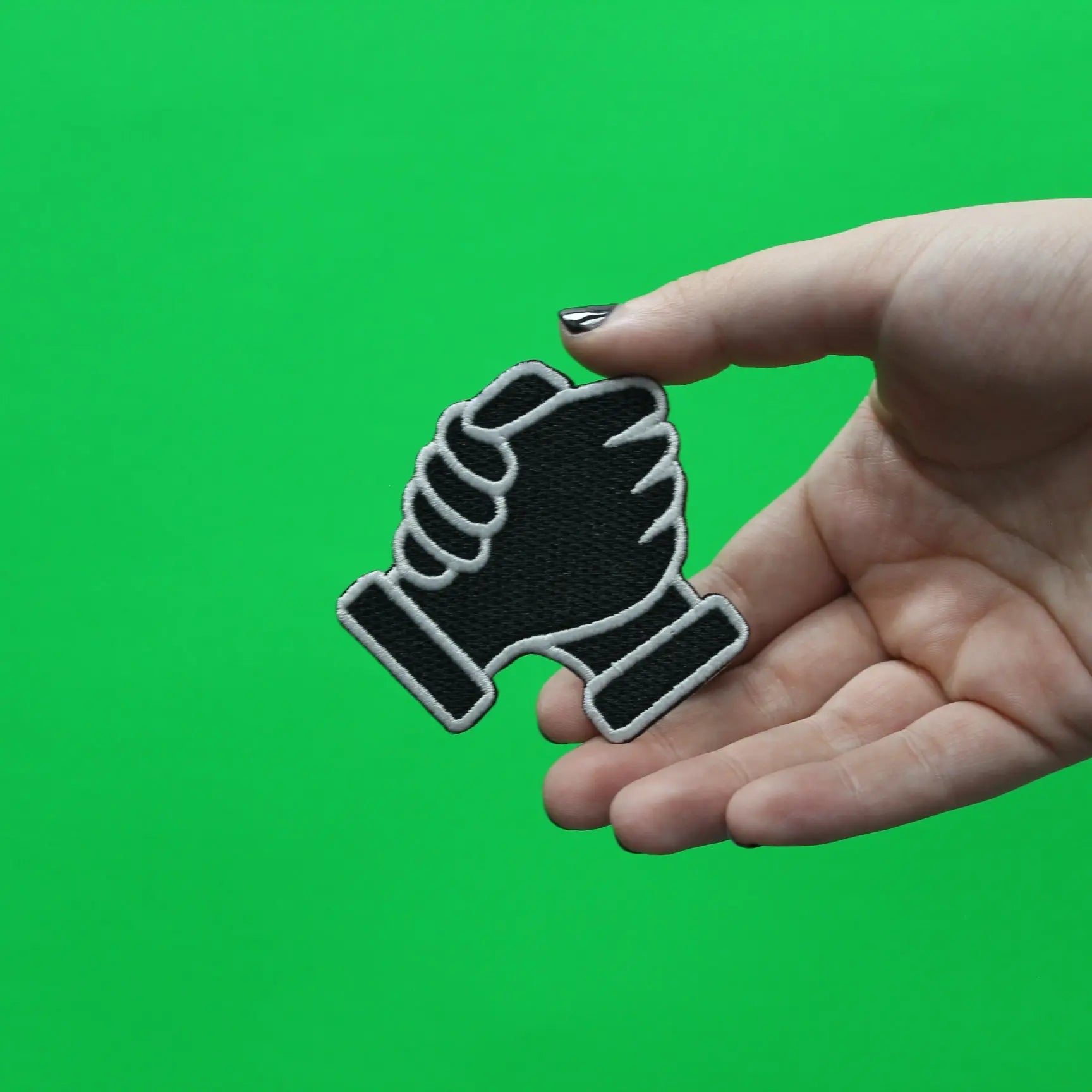 Homie Hands Handshake Black Emoji Iron on Patch