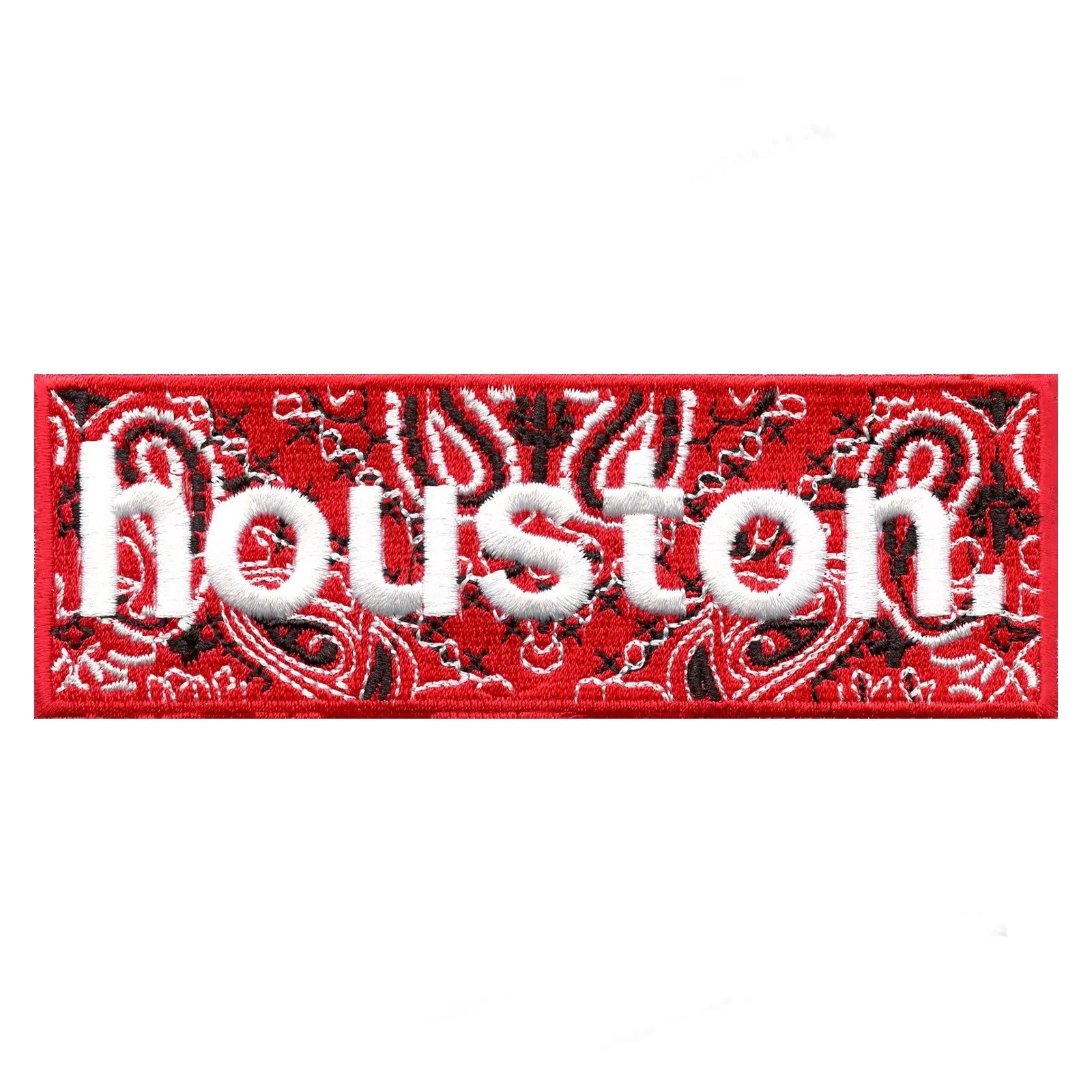Bandana Print Houston Box Logo Embroidered Iron On Patch - EXCLUSIVE