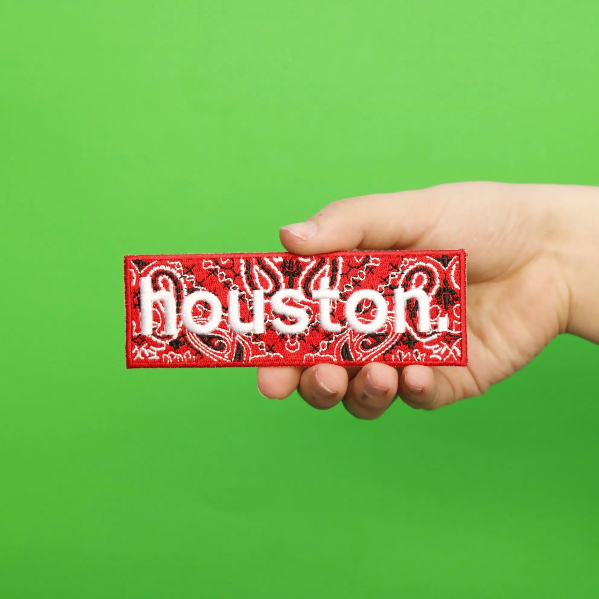Bandana Print Houston Box Logo Embroidered Iron On Patch - EXCLUSIVE