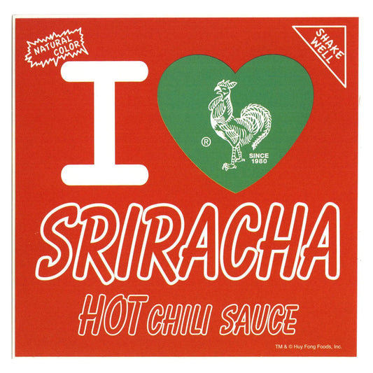 I Heart Sriracha Hot Chili Sauce Square Red Sticker