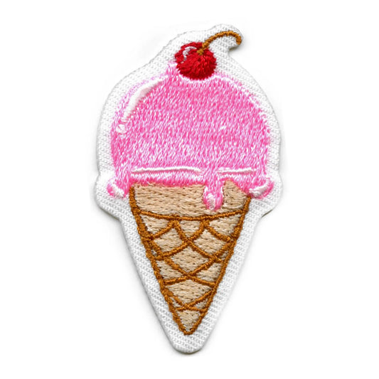 Pink Ice Cream Iron On Embroidered Patch