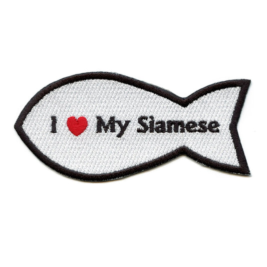 I Heart My Siamese Patch Cat Lover Embroidered Iron On 