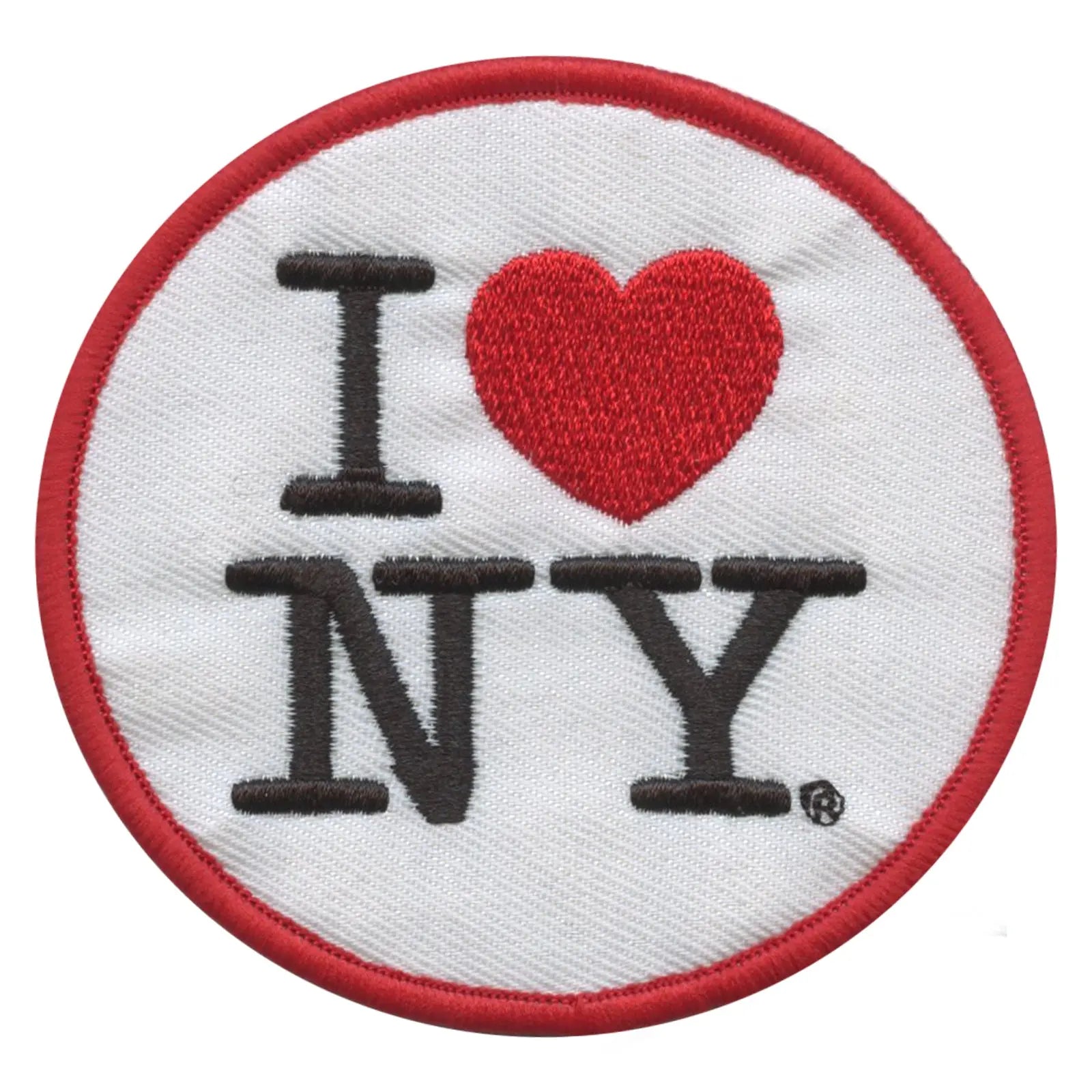 I Love New York Round Iron-On Patch Black/White