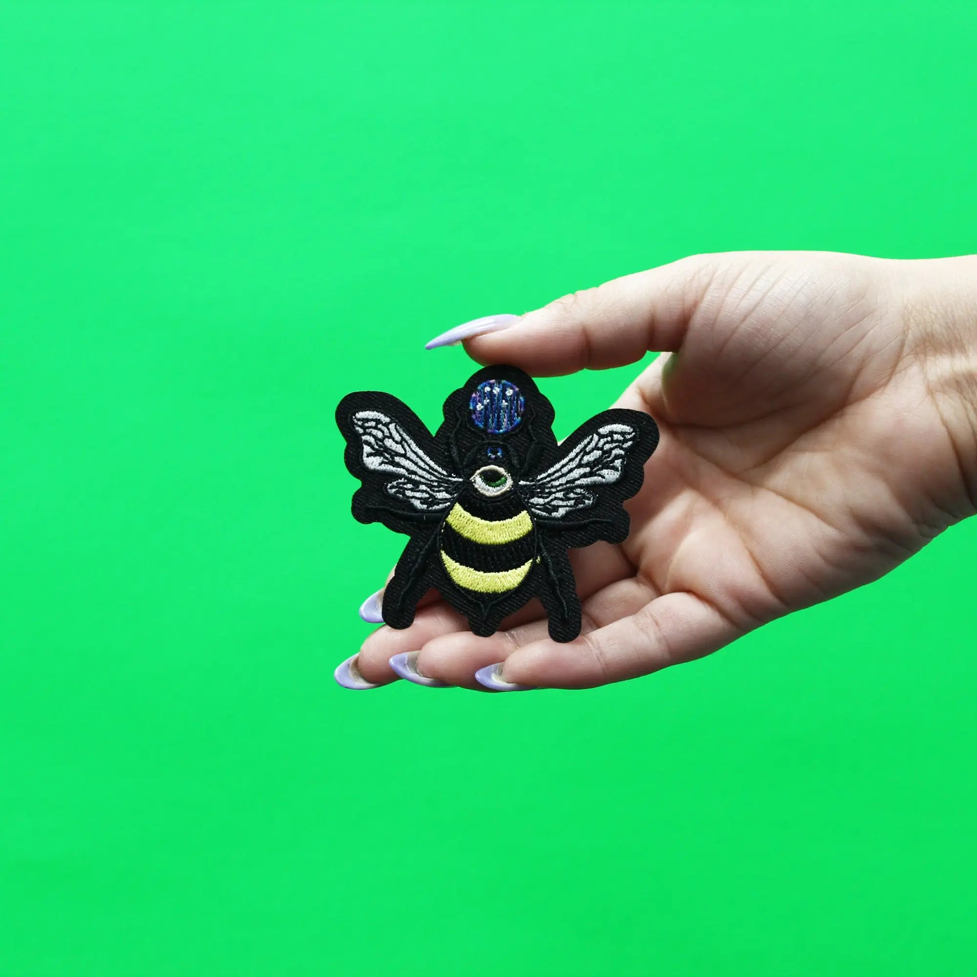 Mystical Bee Patch Crystal Ball & Moon EXCLUSIVE Embroidered Iron On