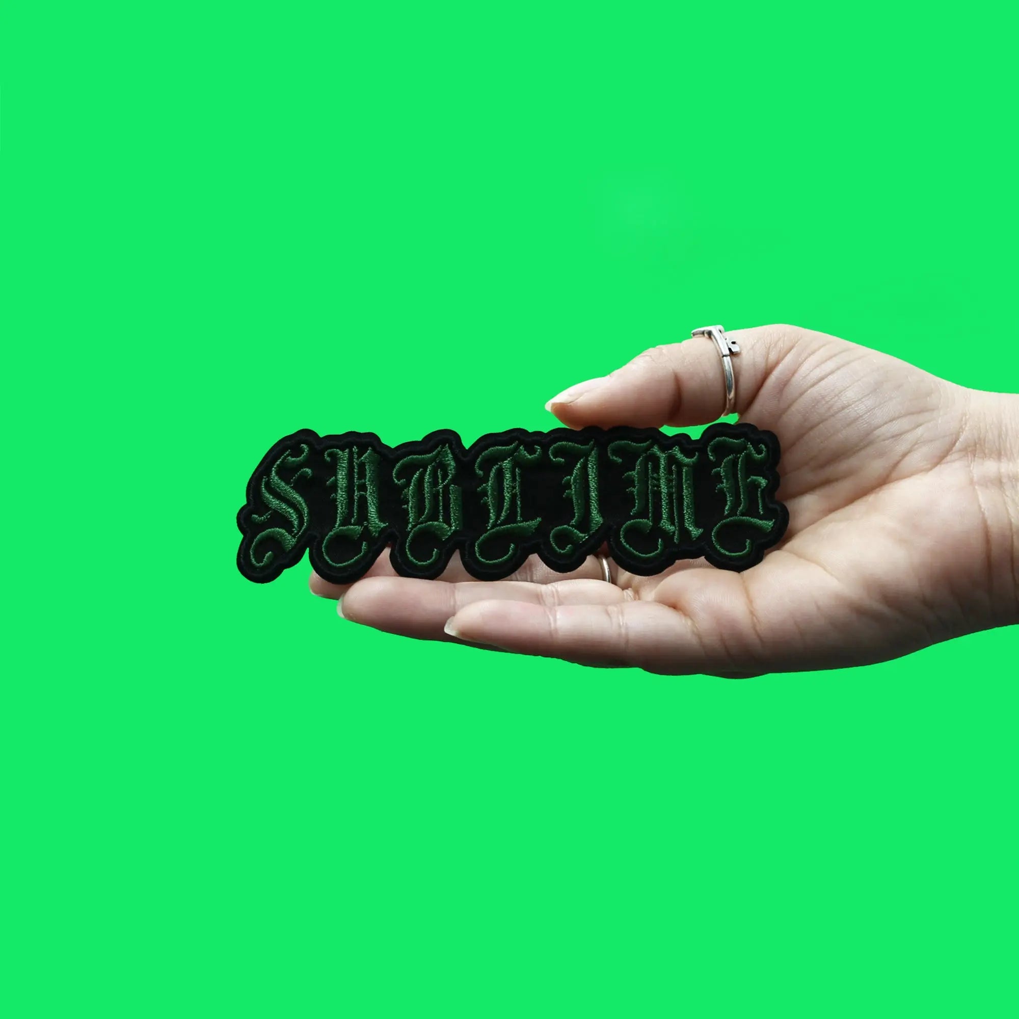 Sublime Patch Green Old English Logo Embroidered Iron On