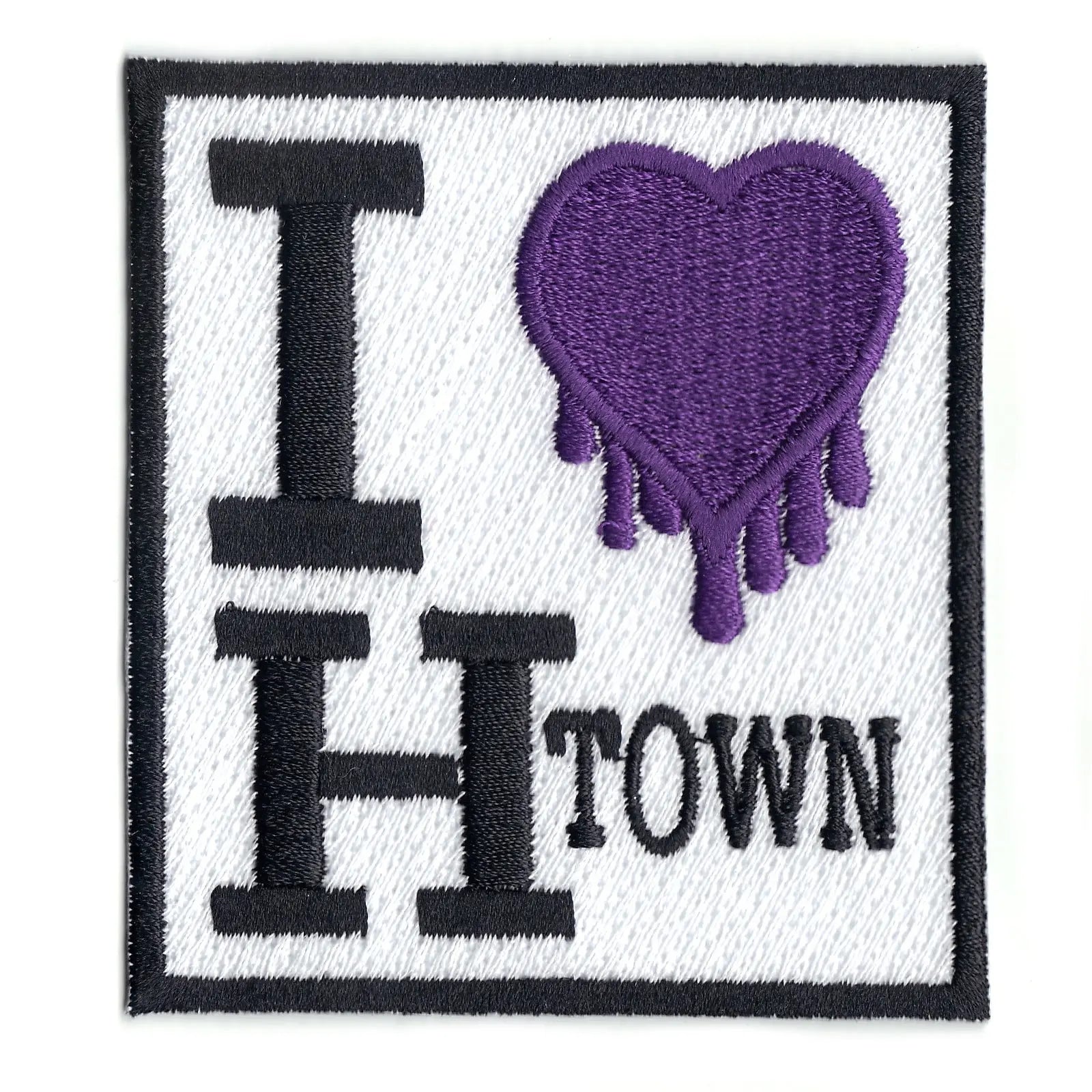 I Heart H Town Houston Purple Heart Iron On Patch