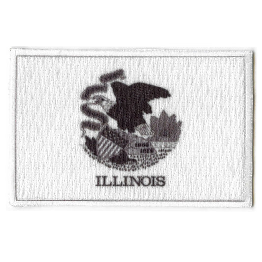 Illinois Patch Grayscale State Flag Embroidered Iron On