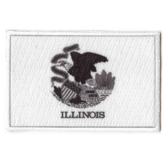 Illinois Patch Grayscale State Flag Embroidered Iron On 