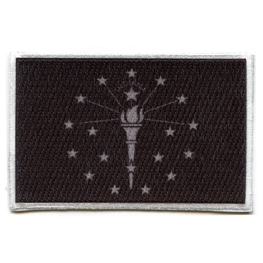 Indiana Patch State Flag Grayscale Embroidered Iron On