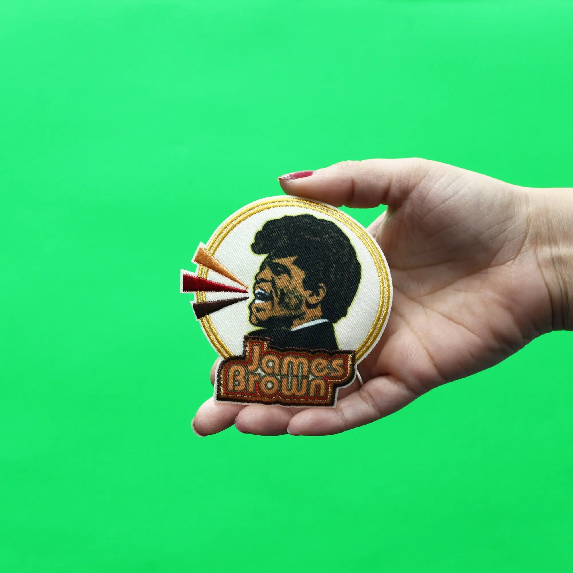 James Brown Patch Singing Circle Portrait Embroidered Iron On