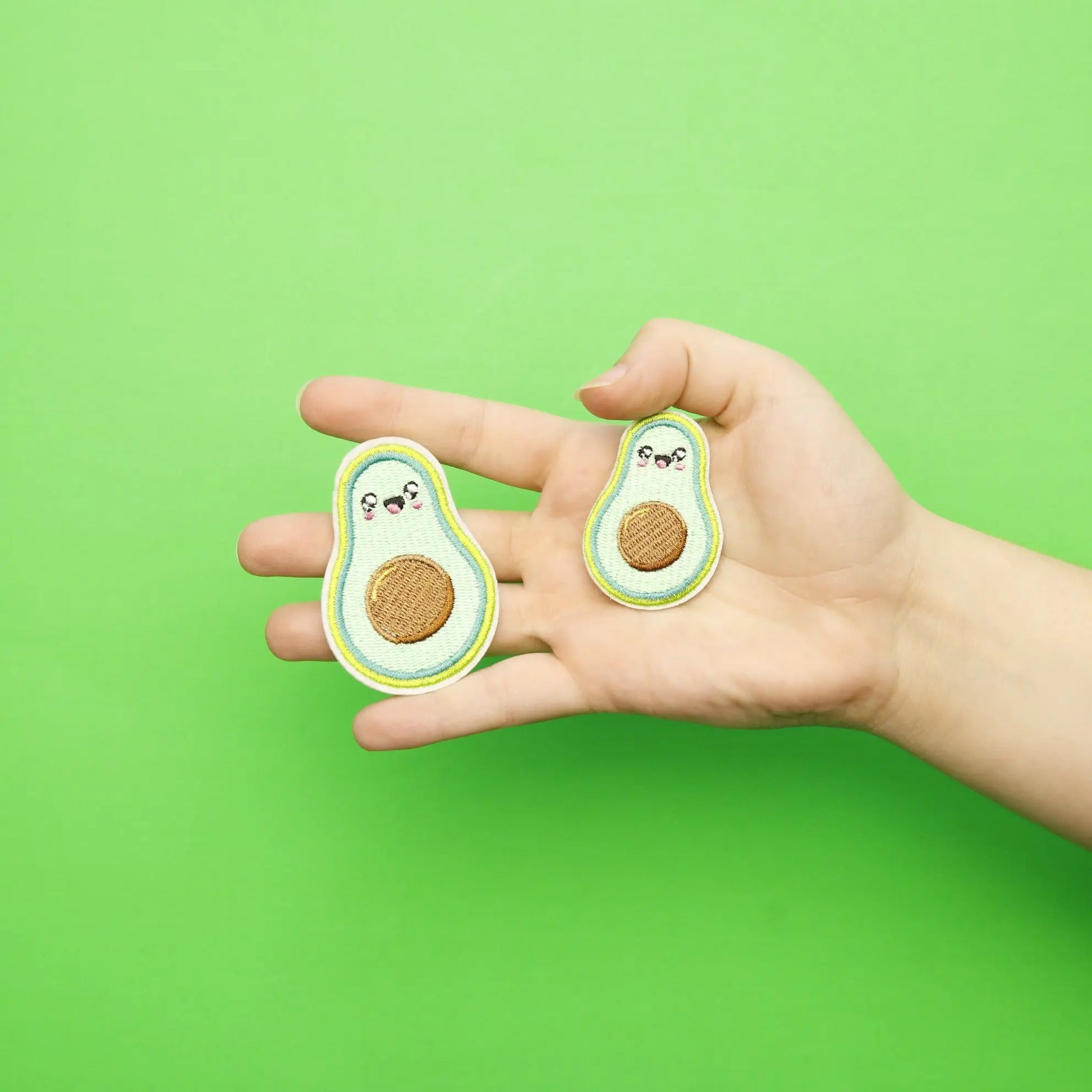 Kawaii Avocado Embroidered Iron On Patch (2pc)