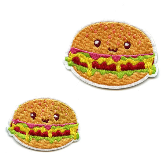 Kawaii Burgers Embroidered Iron On Patch (2pc)