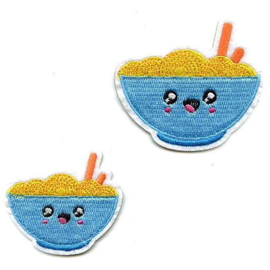 Kawaii Ramen Bowl Embroidered Iron On Patch (2pc)