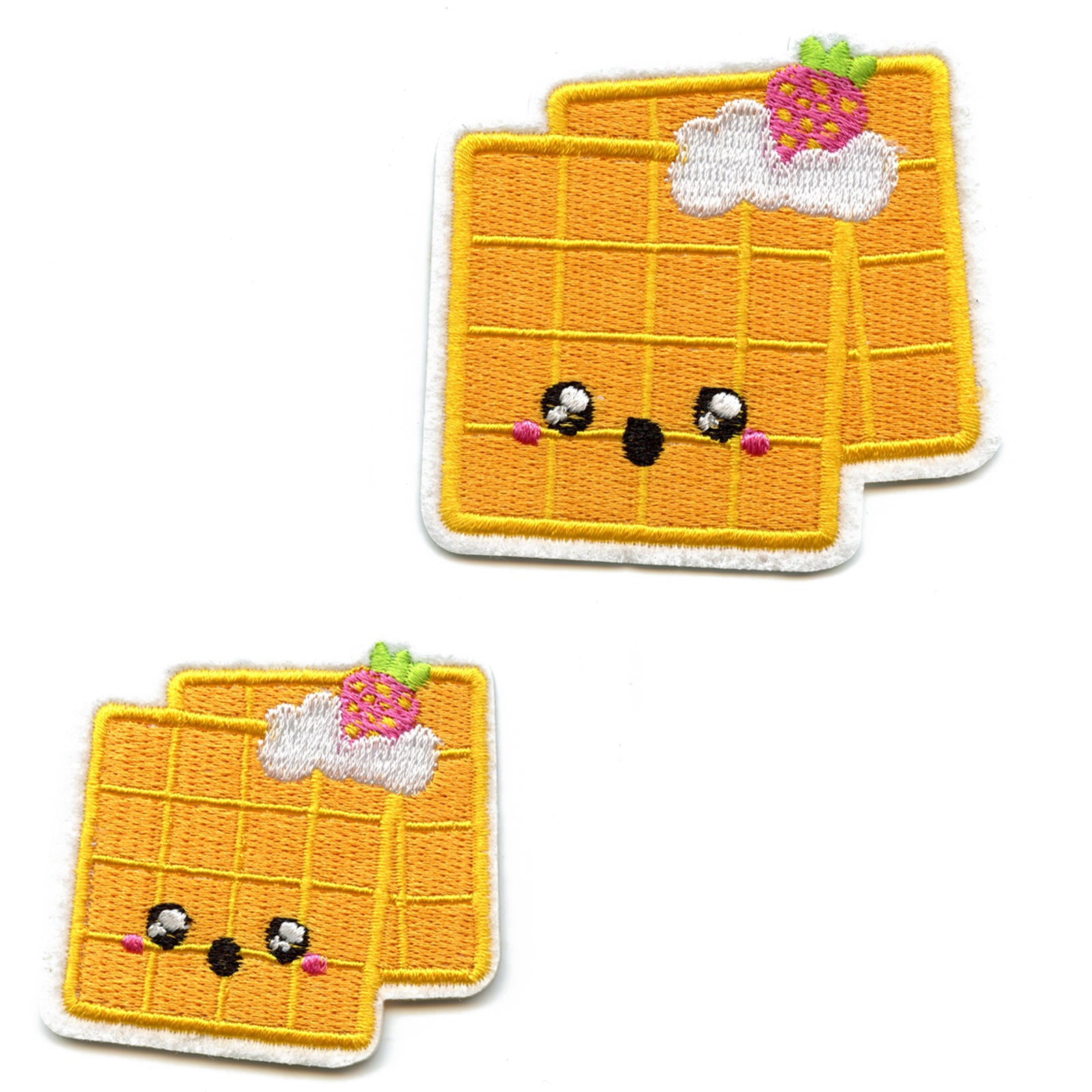 Kawaii Waffles Embroidered Iron On Patch (2pc)