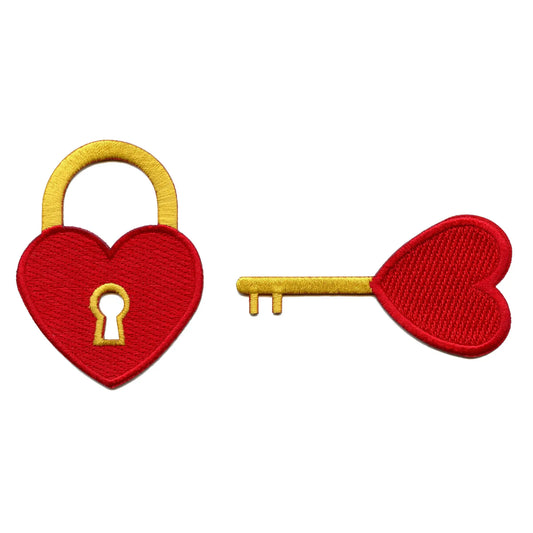 Key To My Heart Patch Set Lock and Key Embroidered Iron On