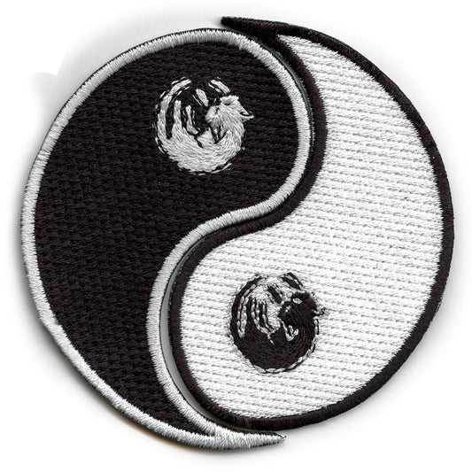 Kitty Cat Yin Yang Symbol Set Embroidered Iron On Patch