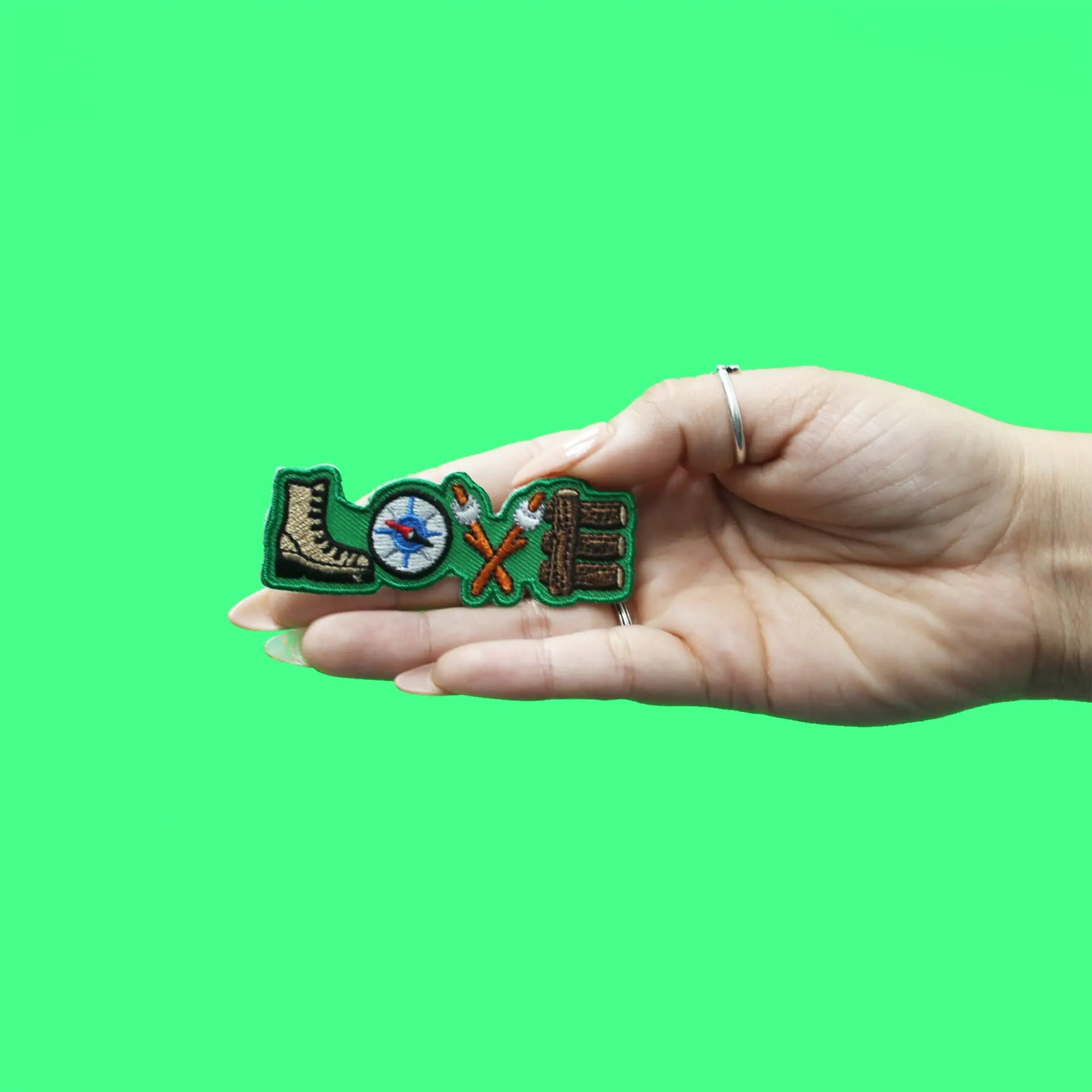 LOVE Camping Iron On Embroidered Patch