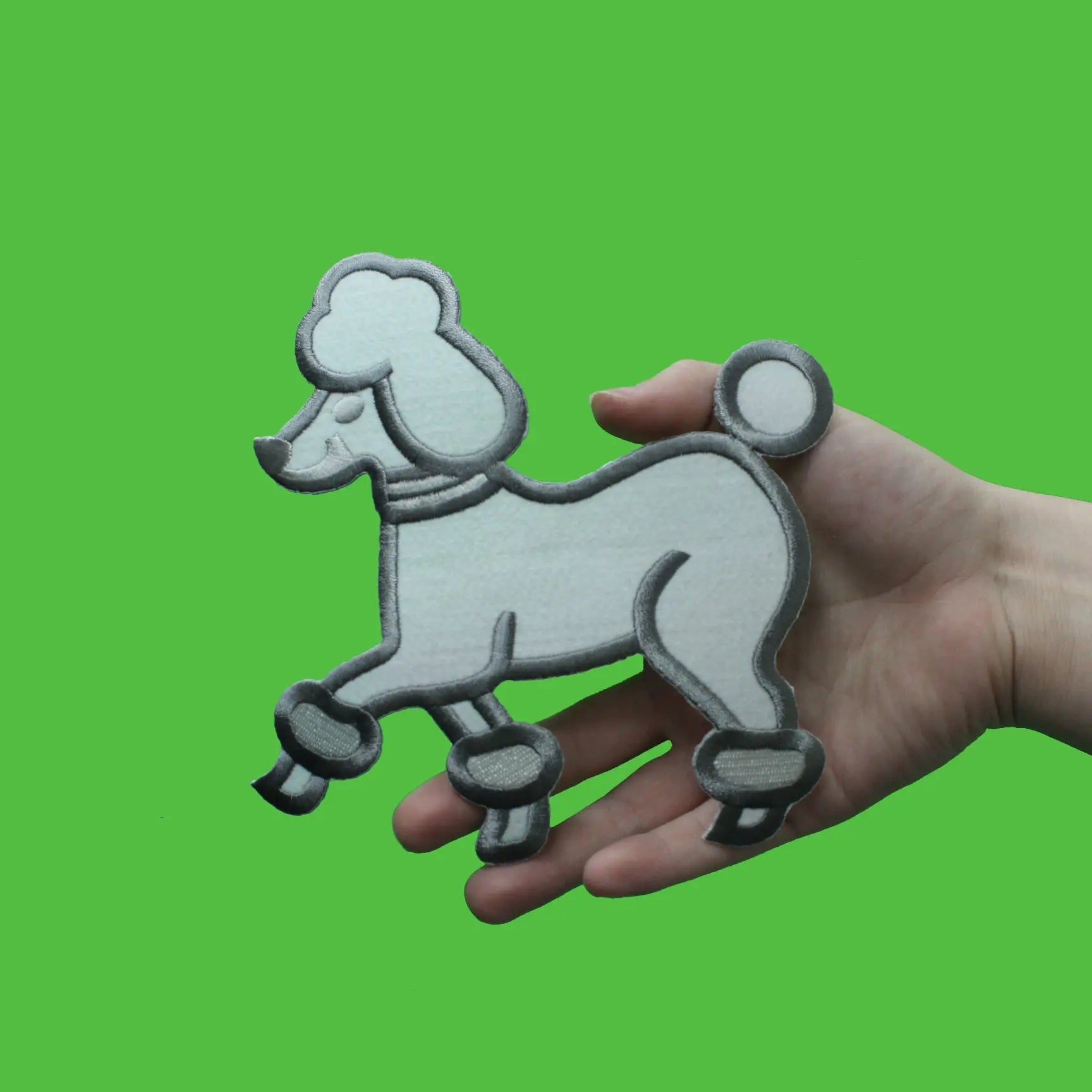 White Poodle Large Costume Embroidered Applique Iron On Patch