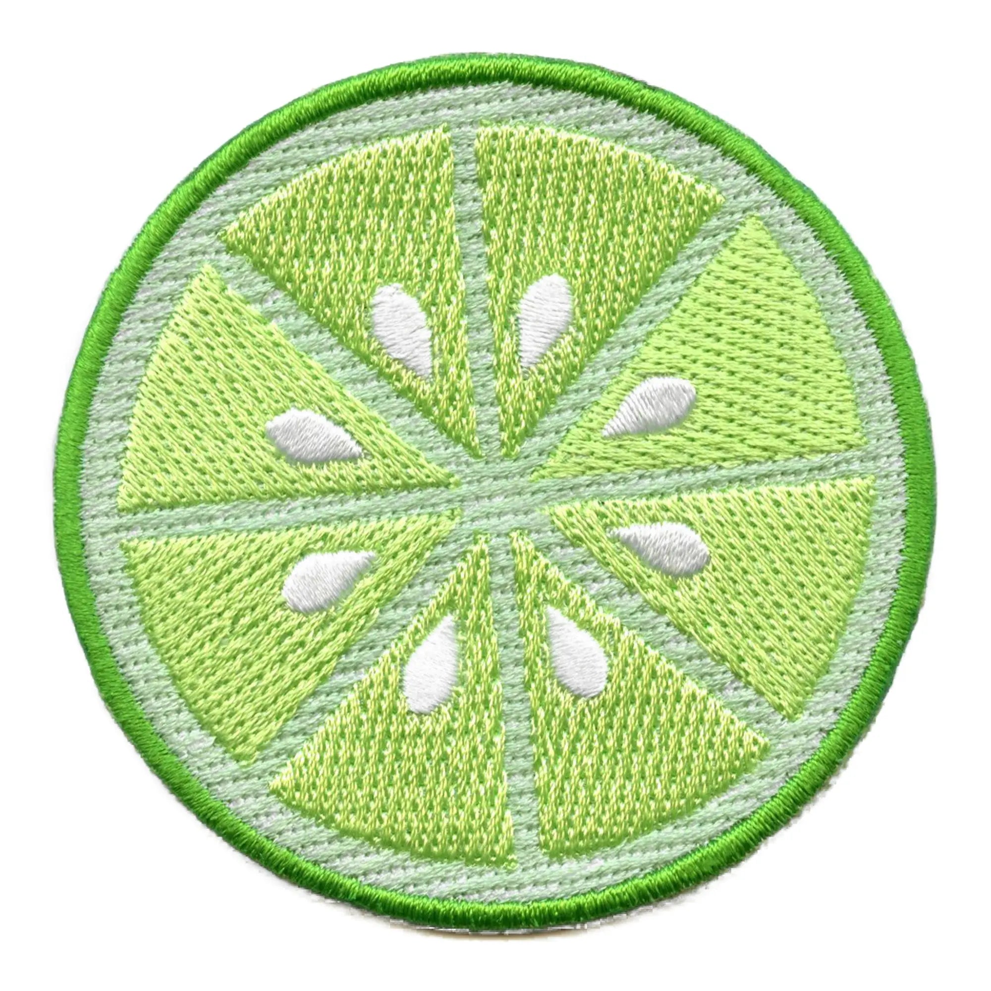 Lime Slice Round Patch Fresh Cut Citrus Embroidered Iron On
